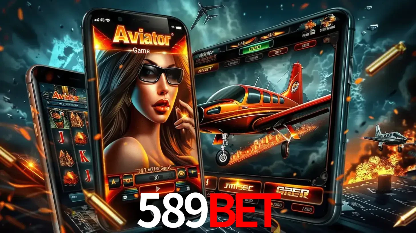 O popular jogo de apostas Aviator exibido em vários celulares e tablets, mostrando a interface emocionante e a ação de voo disponíveis para jogar agora no 589BET.