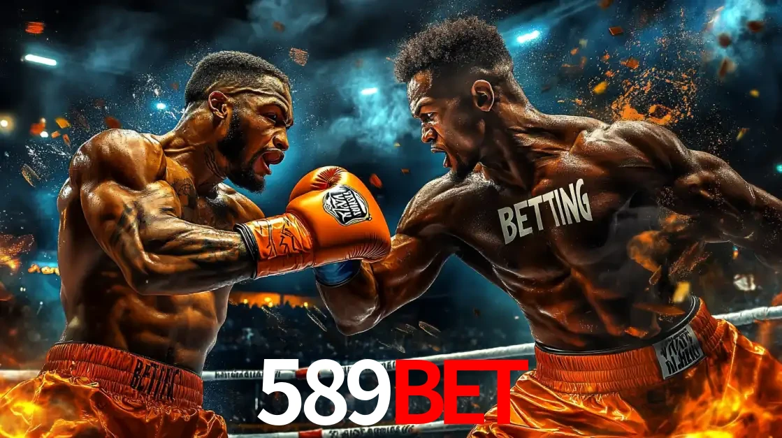 Dois boxeadores em uma luta intensa e explosiva, representando a adrenalina e as oportunidades de apostas em esportes de combate disponíveis na plataforma 589BET.