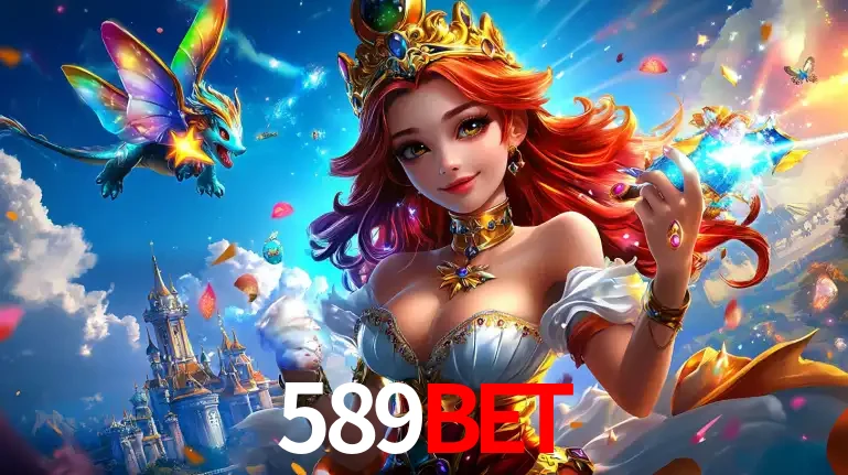 A princesa de um reino de fantasia mágico, com seu pequeno dragão, apresentando um mundo de prêmios encantados nos jogos de caça-níqueis do cassino 589BET.